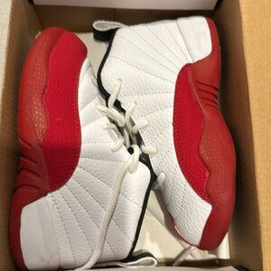 Jordan 12 retro varsity red white and black size 9 toddler used.